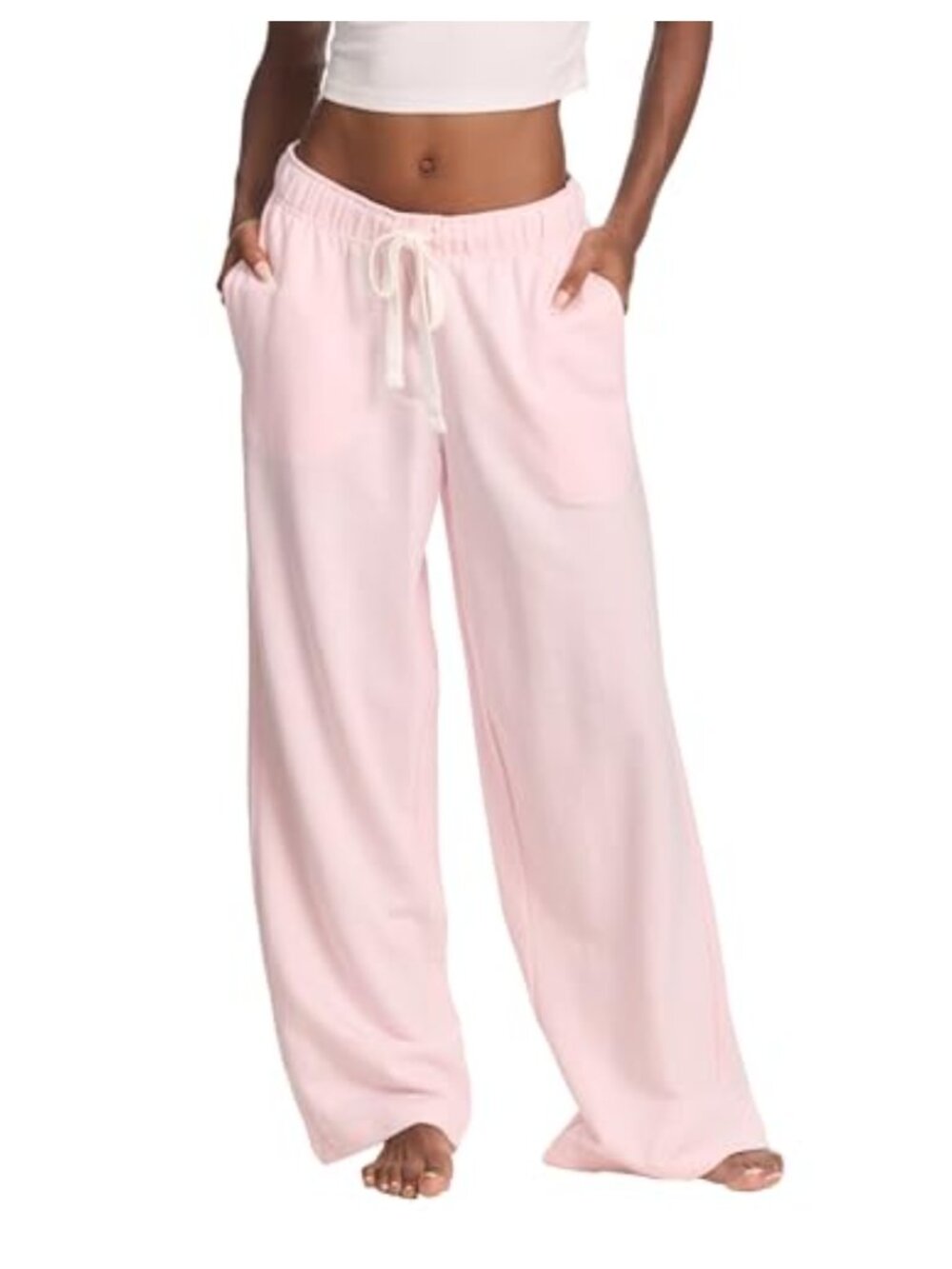 Wide Leg Sweatpants with Pockets French Terry Cotton Blend
